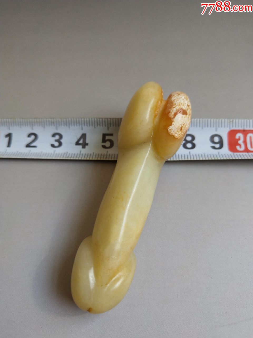 老货38g玉圆雕生殖崇拜图腾手把件