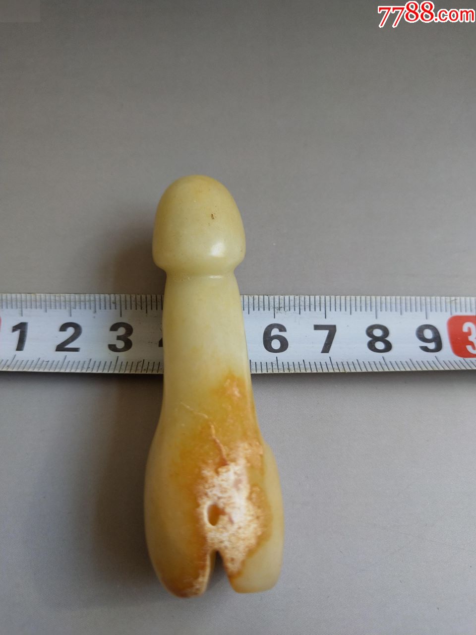 老货38g玉圆雕生殖崇拜图腾手把件