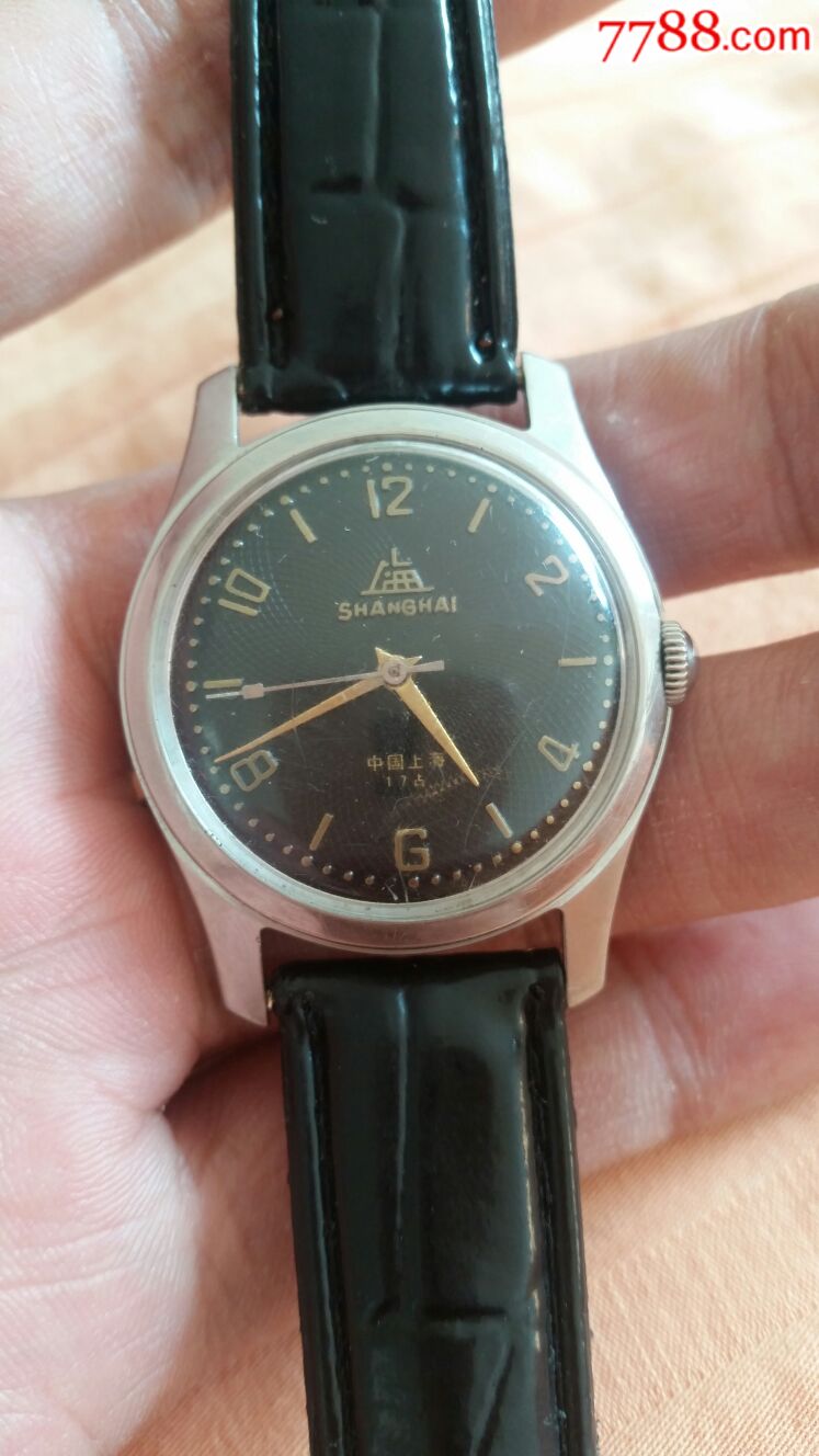 黑盘麻纹上海a581原装腕表
