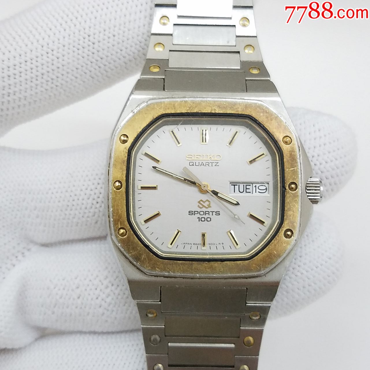 日本精工石英男表【8229机芯】【夜光漂亮】【多边形壳型】【走时正常