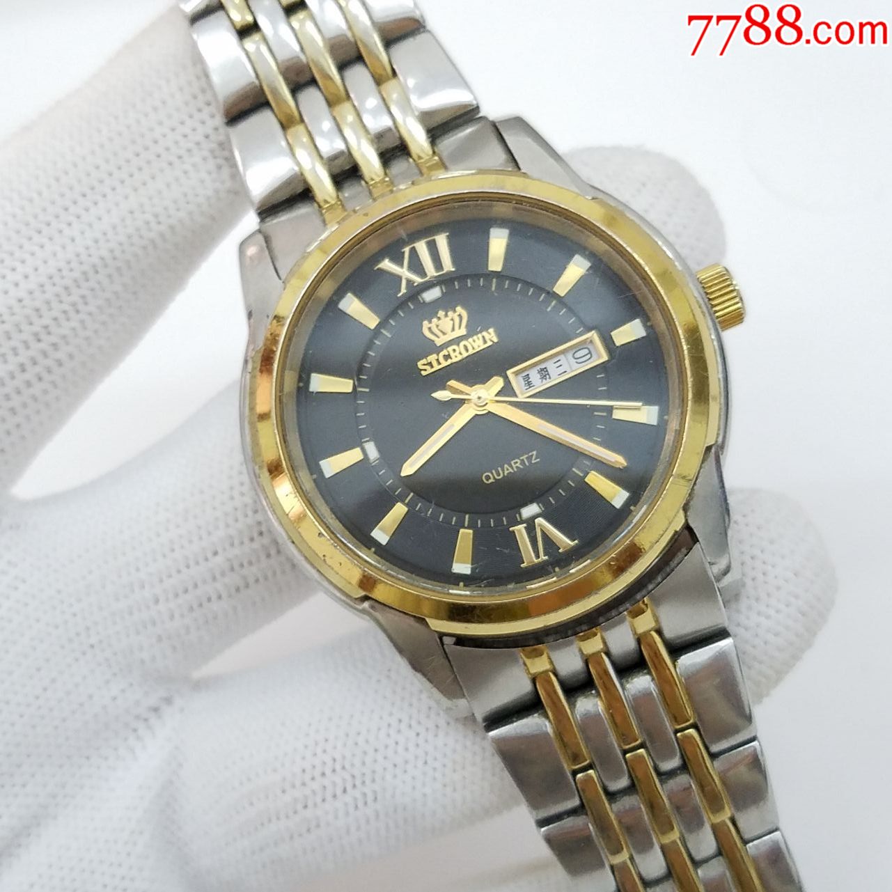 【大号】皇冠电子男表【间金表款】【夜光漂亮】【金刻度金针金字金表