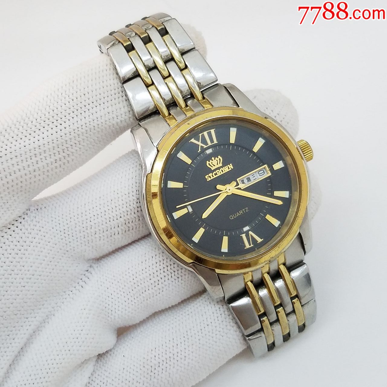 【大号】皇冠电子男表【间金表款】【夜光漂亮】【金刻度金针金字金表