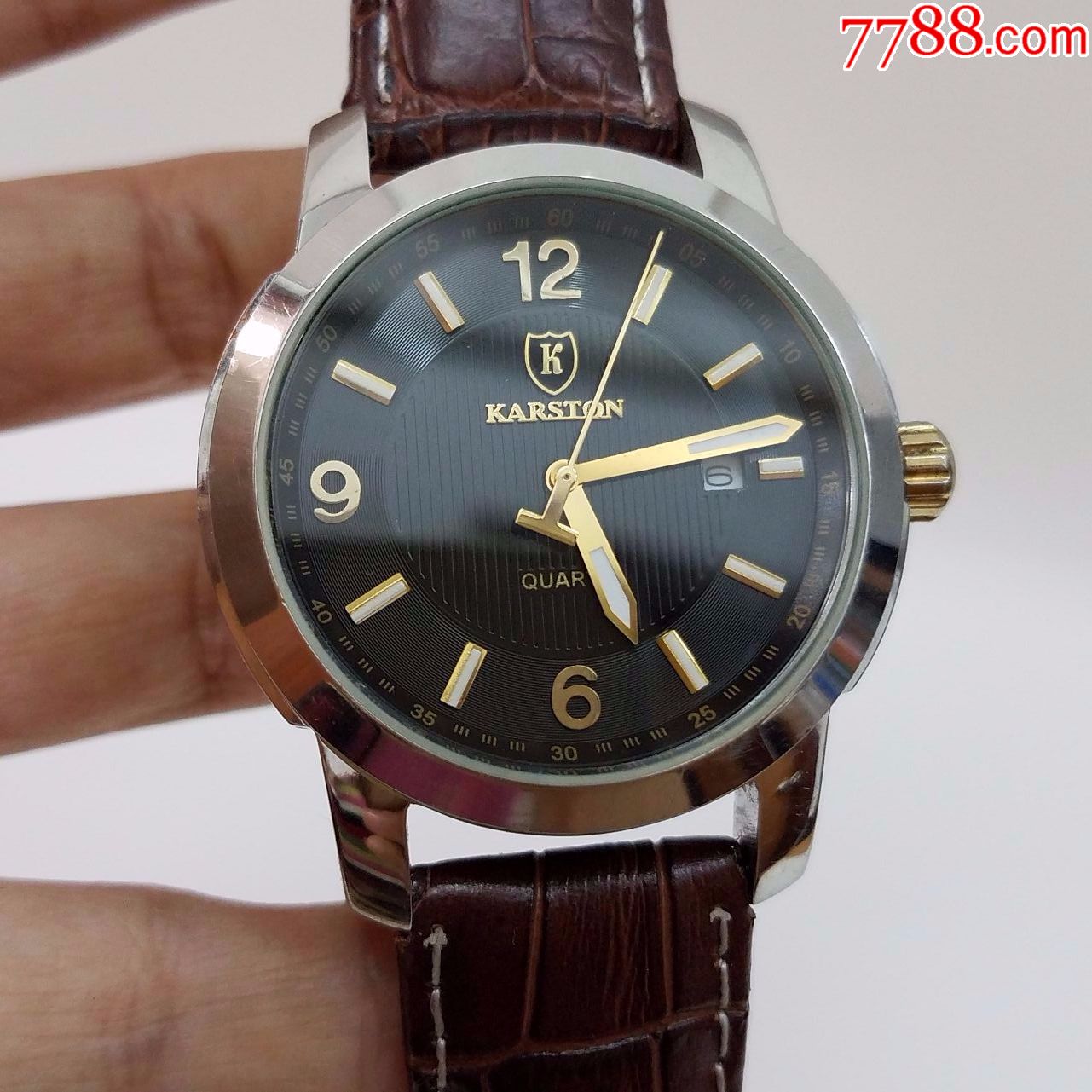 凯斯顿电子男表【漂亮金针金字金刻度】【独特条纹 唱片纹表盘】【走