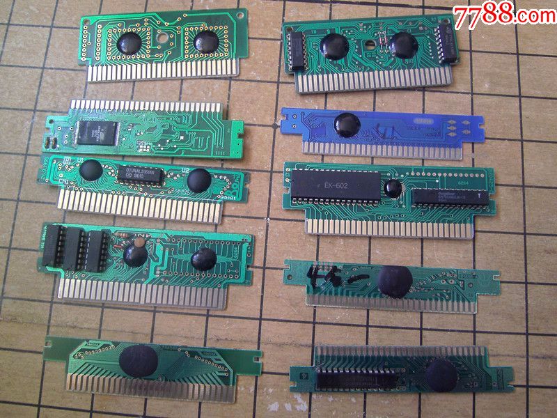 fc小霸王游戏卡带,早期游戏卡,10个卡一起打包出,裸卡芯,实物图