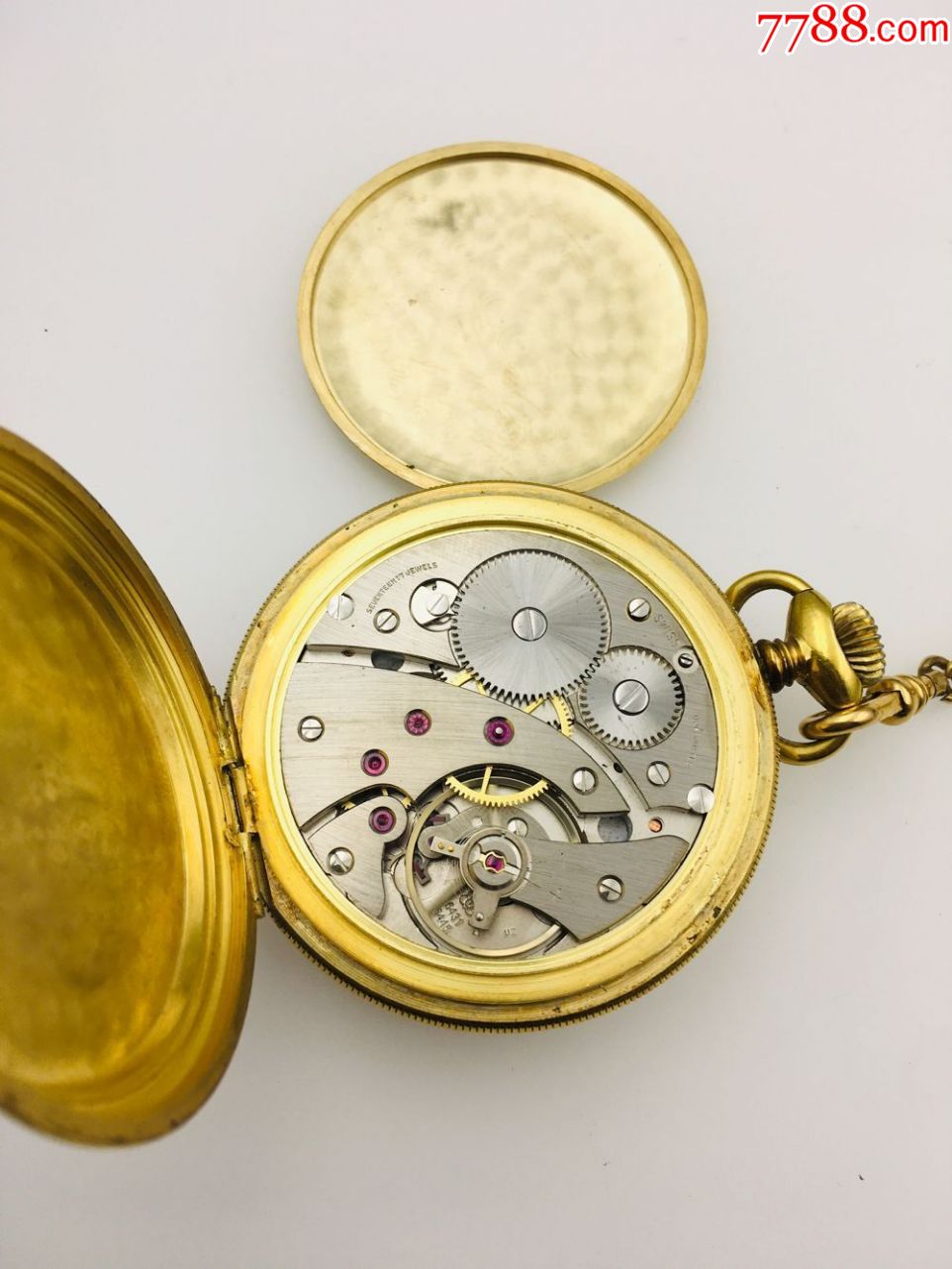 瑞士产包牛珐琅彩盘二手老怀表--走时精准!