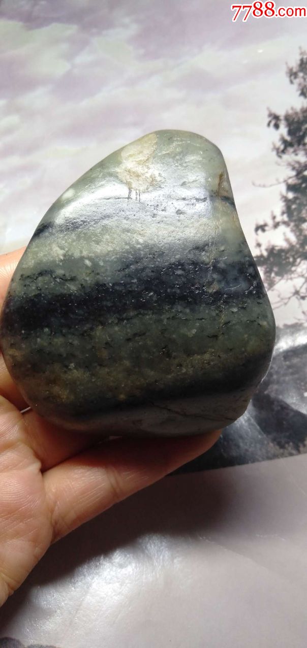 1782和田玉青花籽料原石187克