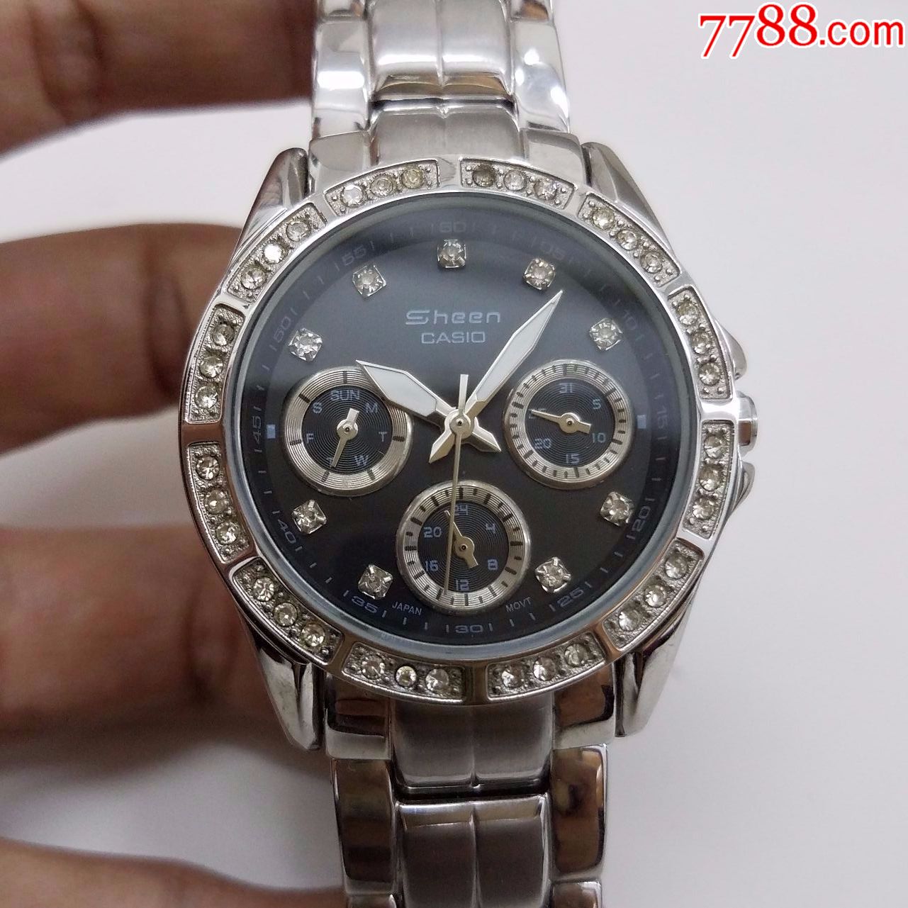 日本卡西欧电子女表【漂亮闪钻刻度,闪钻外圈】【夜光指针】【走时