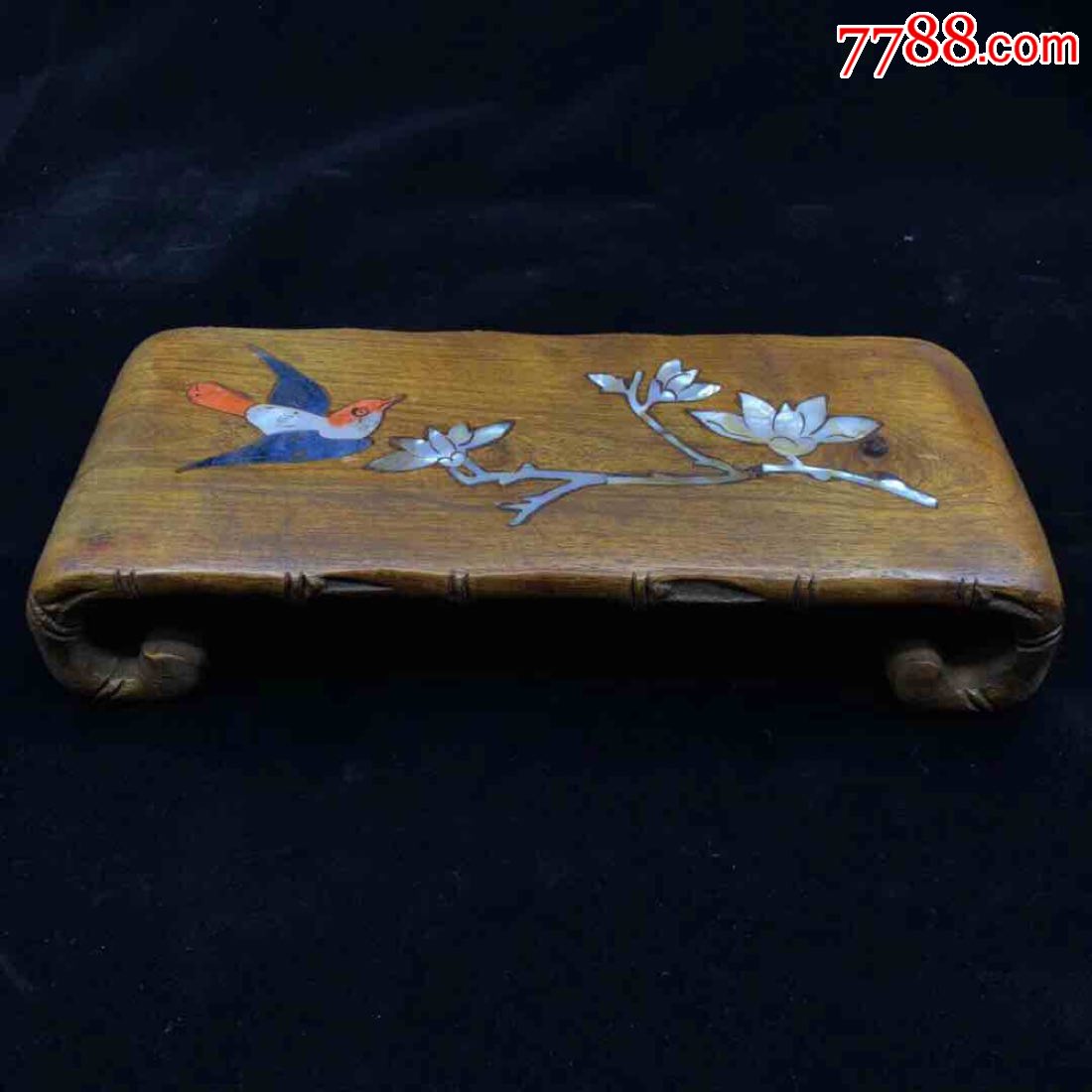 花梨木镶嵌贝壳笔搁,笔架/笔搁_第1张