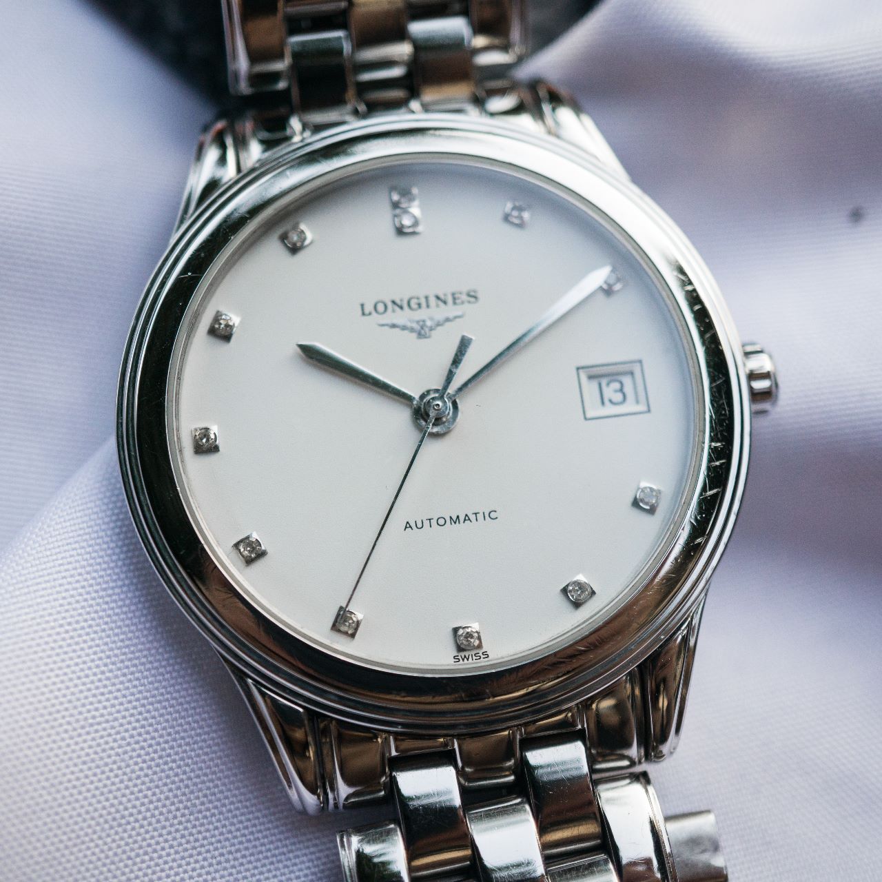 【奢华:12粒真钻刻度】瑞士名表-浪琴-军旗系列-自动机械男表