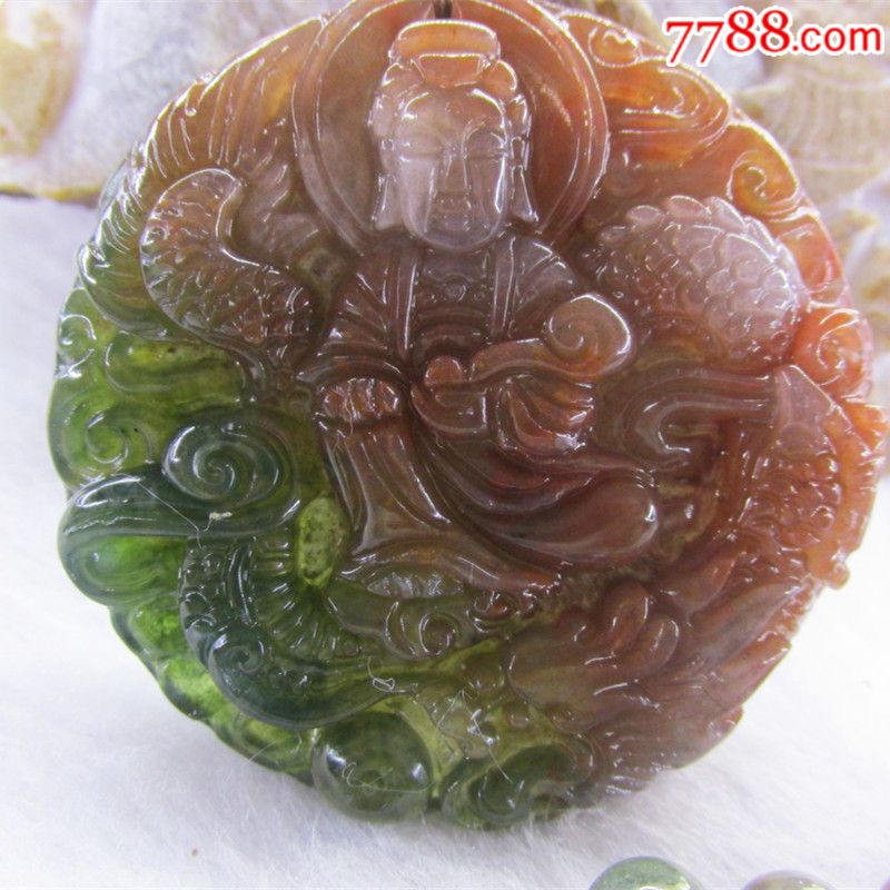 纯天然七彩玉印度龙凤佩吊坠-zc19554736-大化石/彩玉石-加价-7788