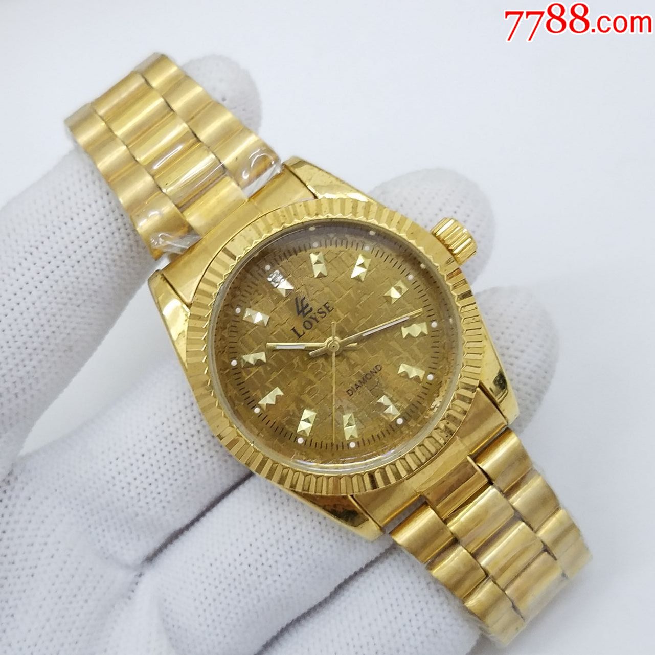 loyse电子男表【优雅金表款】【漂亮放射拉丝纹金表盘】【立体金刻度