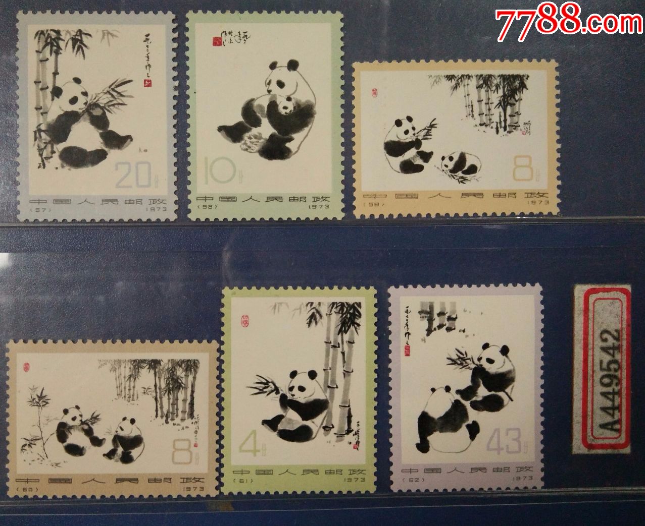 1973年大熊猫编号邮票一套六枚新品575859606162