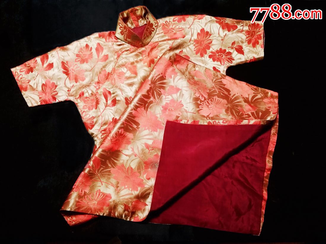 五十年代花软缎旗袍