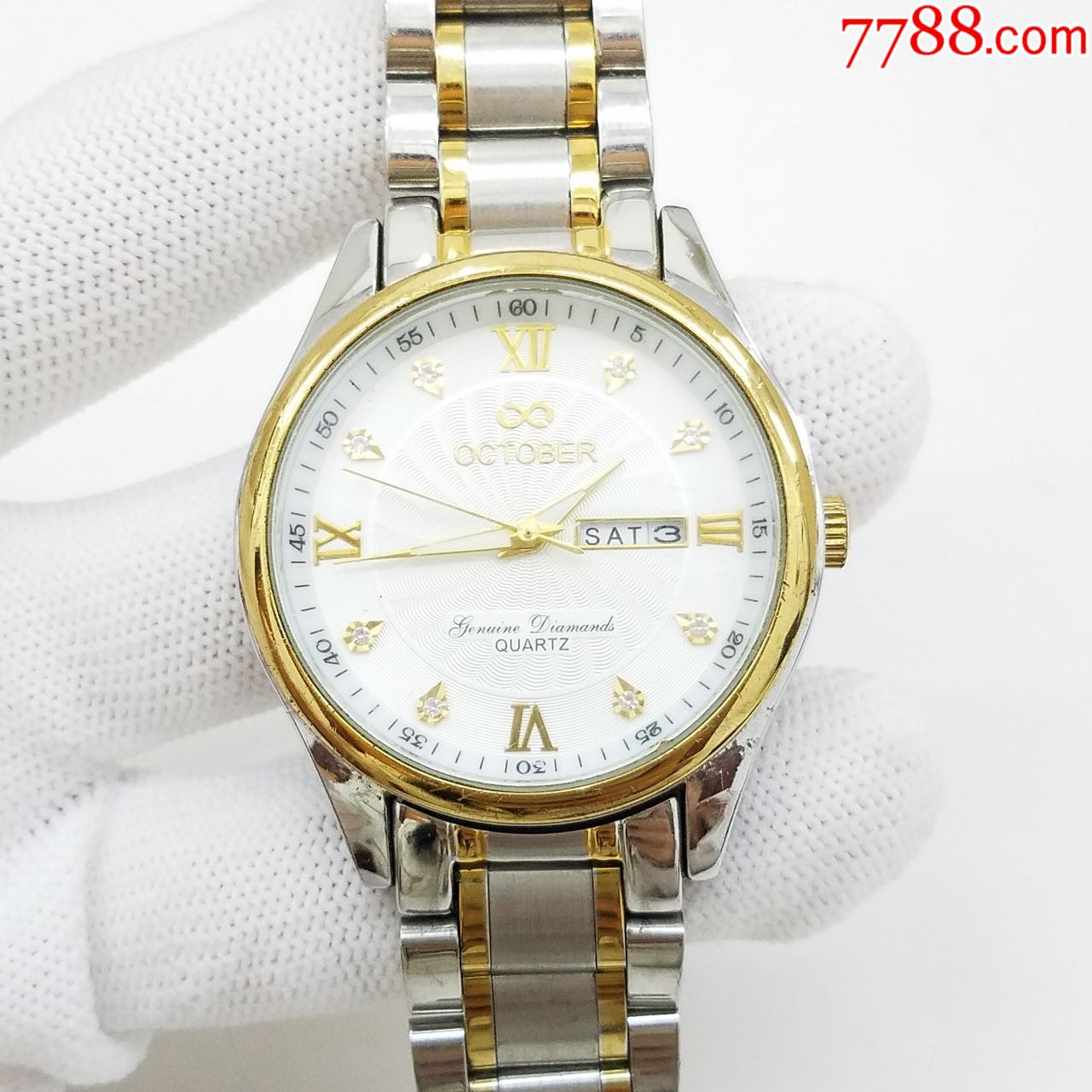october电子男表【优雅间金表款】【闪钻金刻度金针金字】【旋涡纹