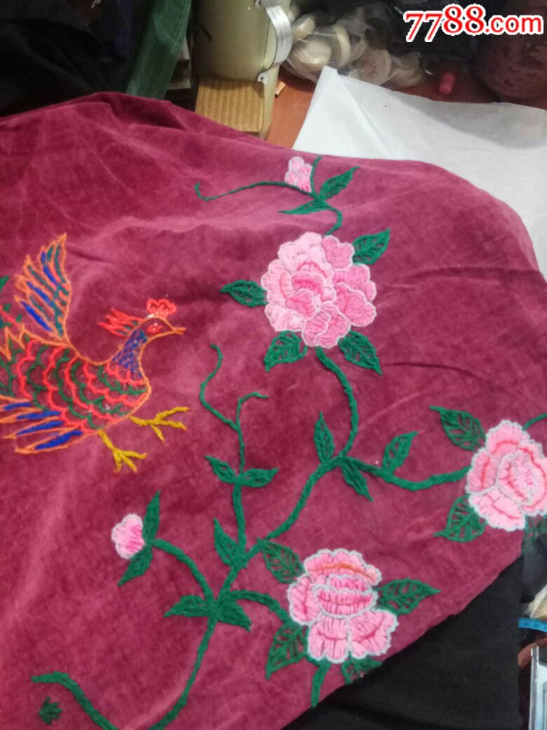 大榮手工刺繡鳳凰牡丹花圖案單一個