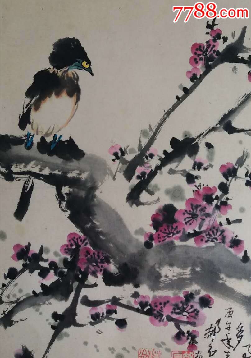 中美协,郝石林真迹,镜芯尺寸70×50_花鸟国画原作_第3张