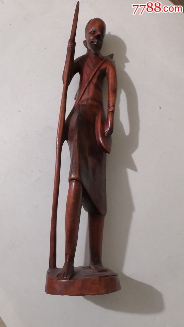 背弓老者木雕高40公分