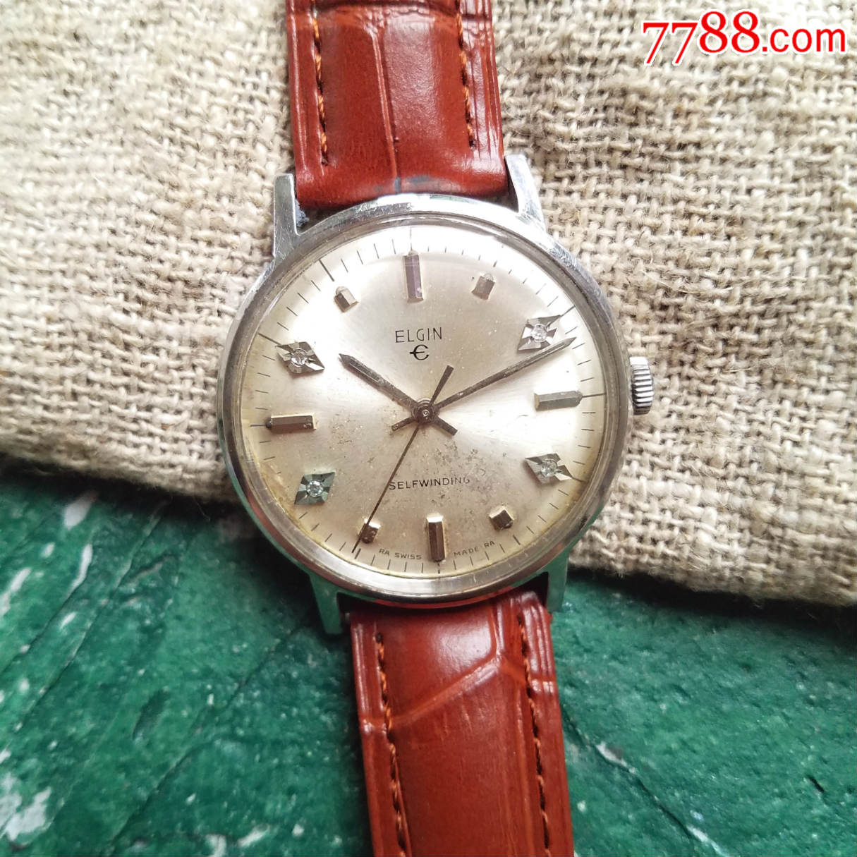 【罕见真钻刻度!】瑞士elgin-埃尔金-自动机械男表