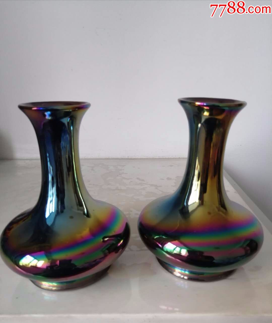 六七十年代电光釉花瓶一对