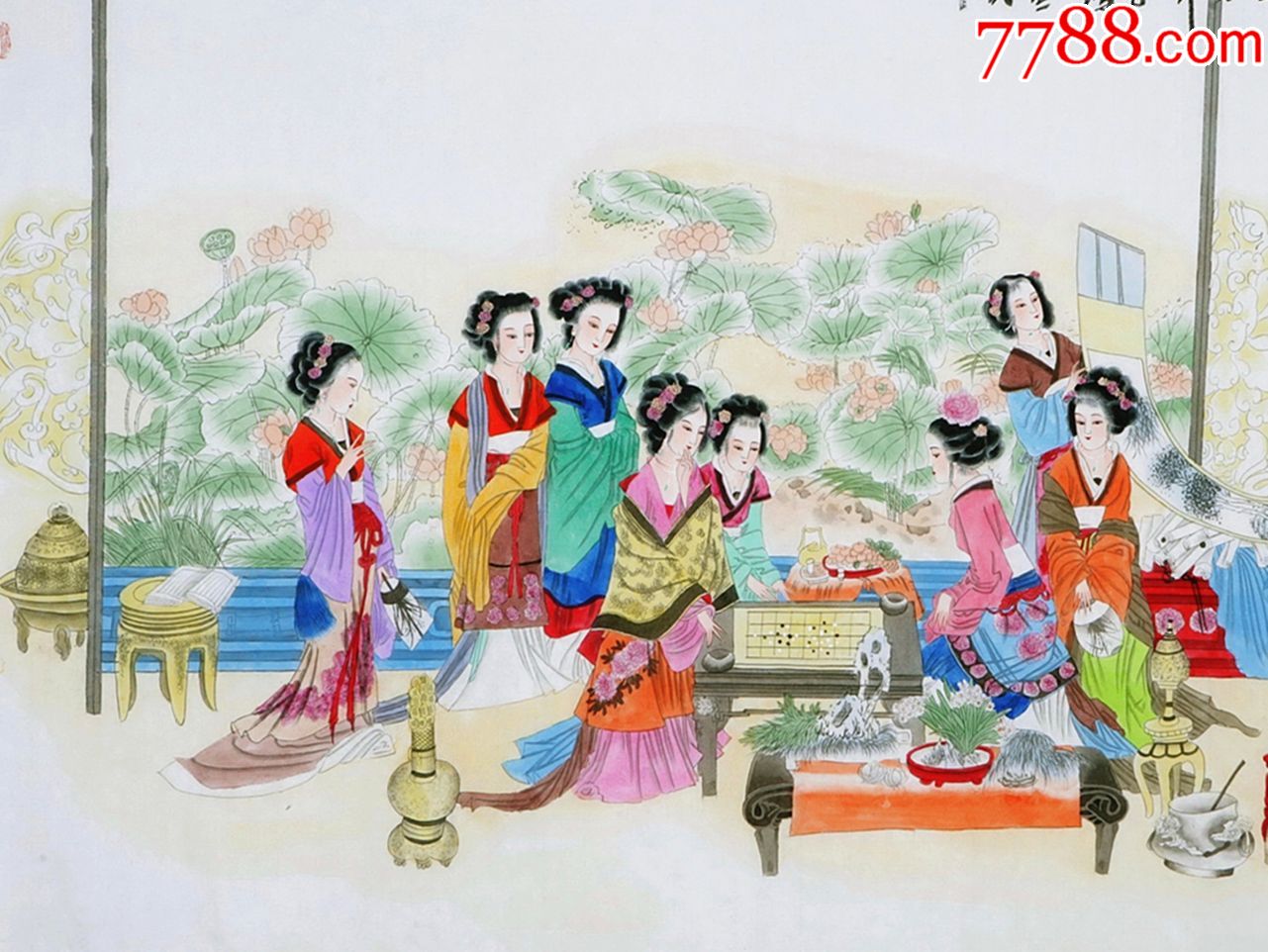 河南人大画院院士"李锦鸿"大六尺工笔人物画《金陵十二钗》