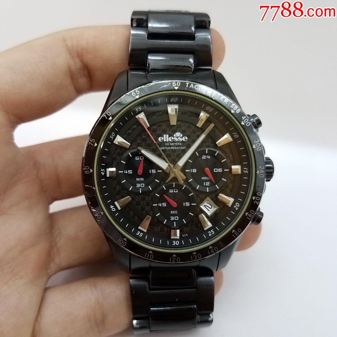 艾力士电子计时男表【夜光漂亮】【高闪刻度】【经典3眼表盘】,手表