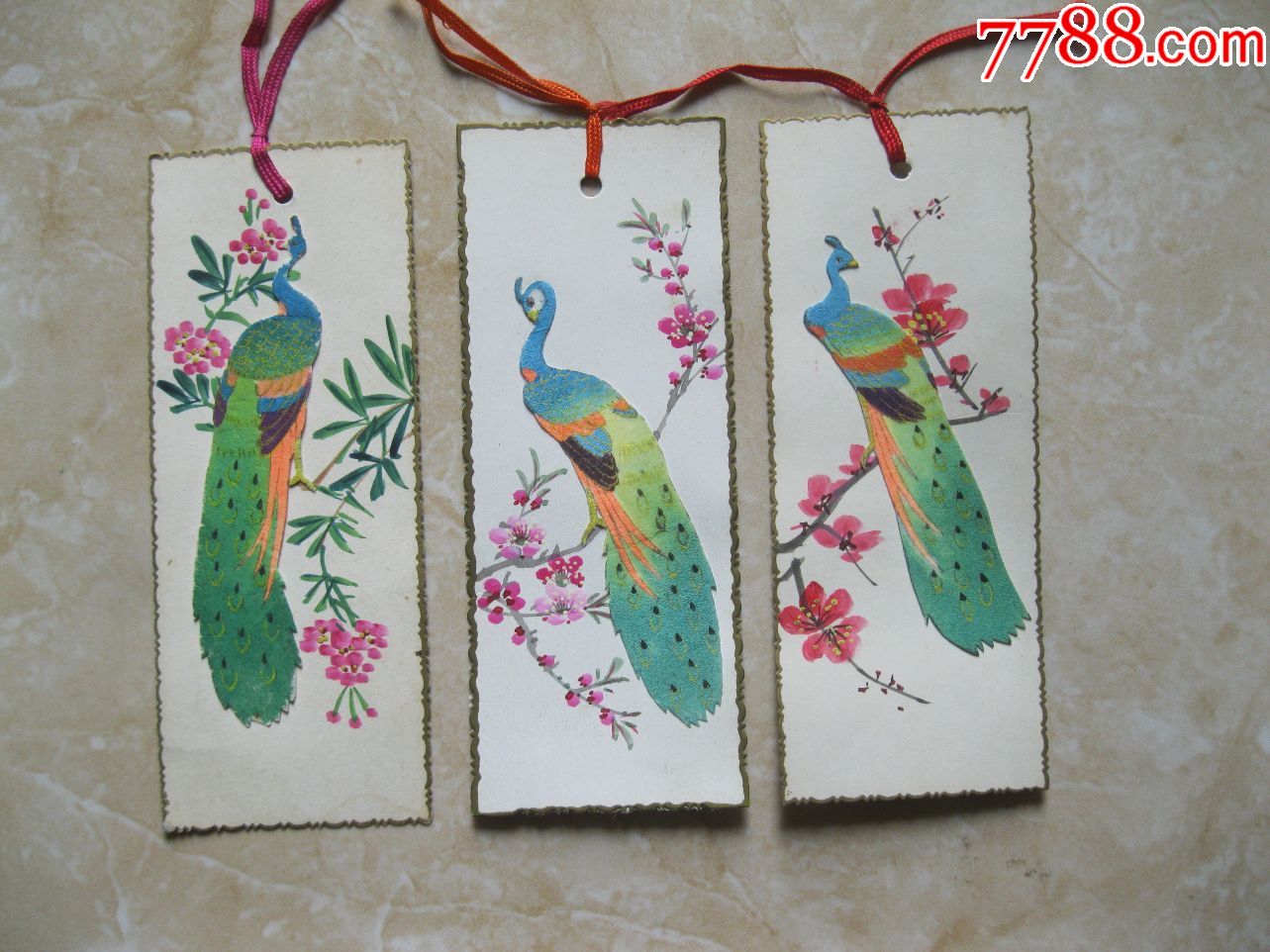孔雀书签3张