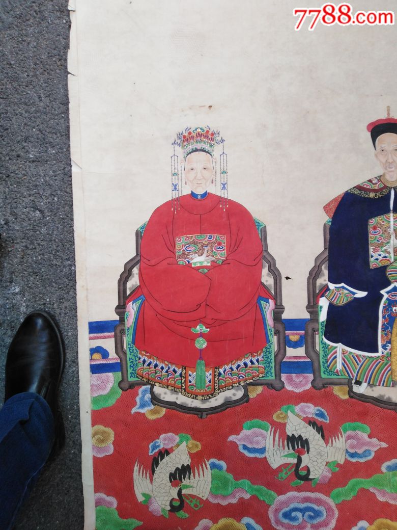 清中期祖宗画(此人原川沙任官的尺寸长二米一宽八十