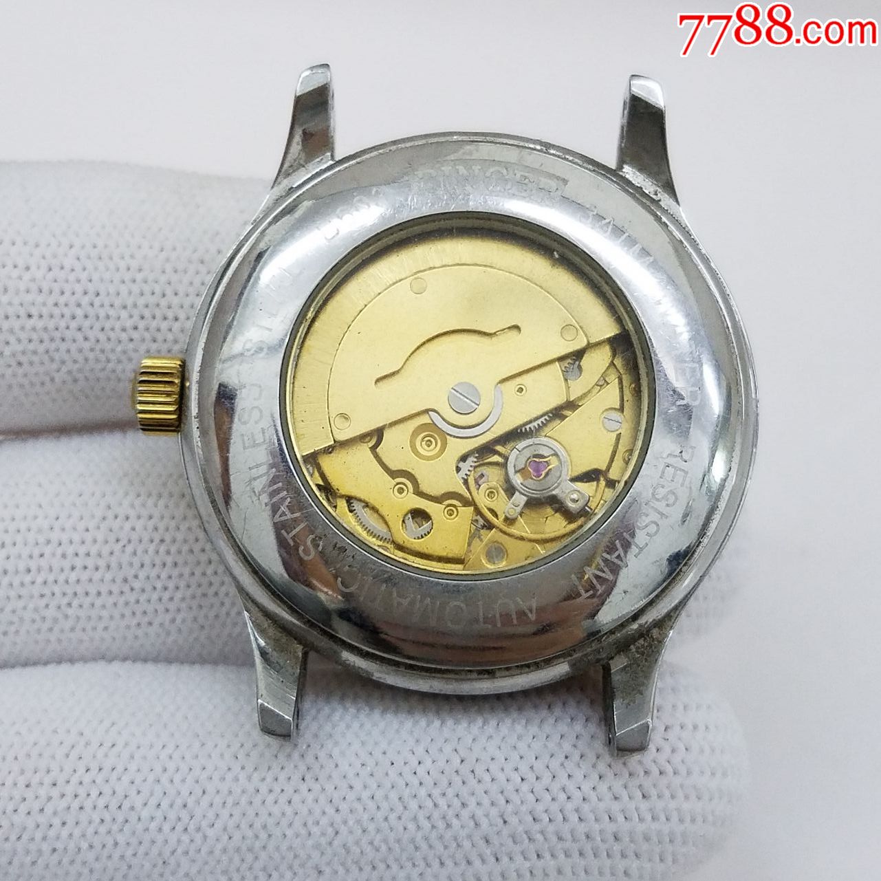 binger宾格自动机械男表【金机芯】【闪钻金刻度金针金字】【旋涡纹