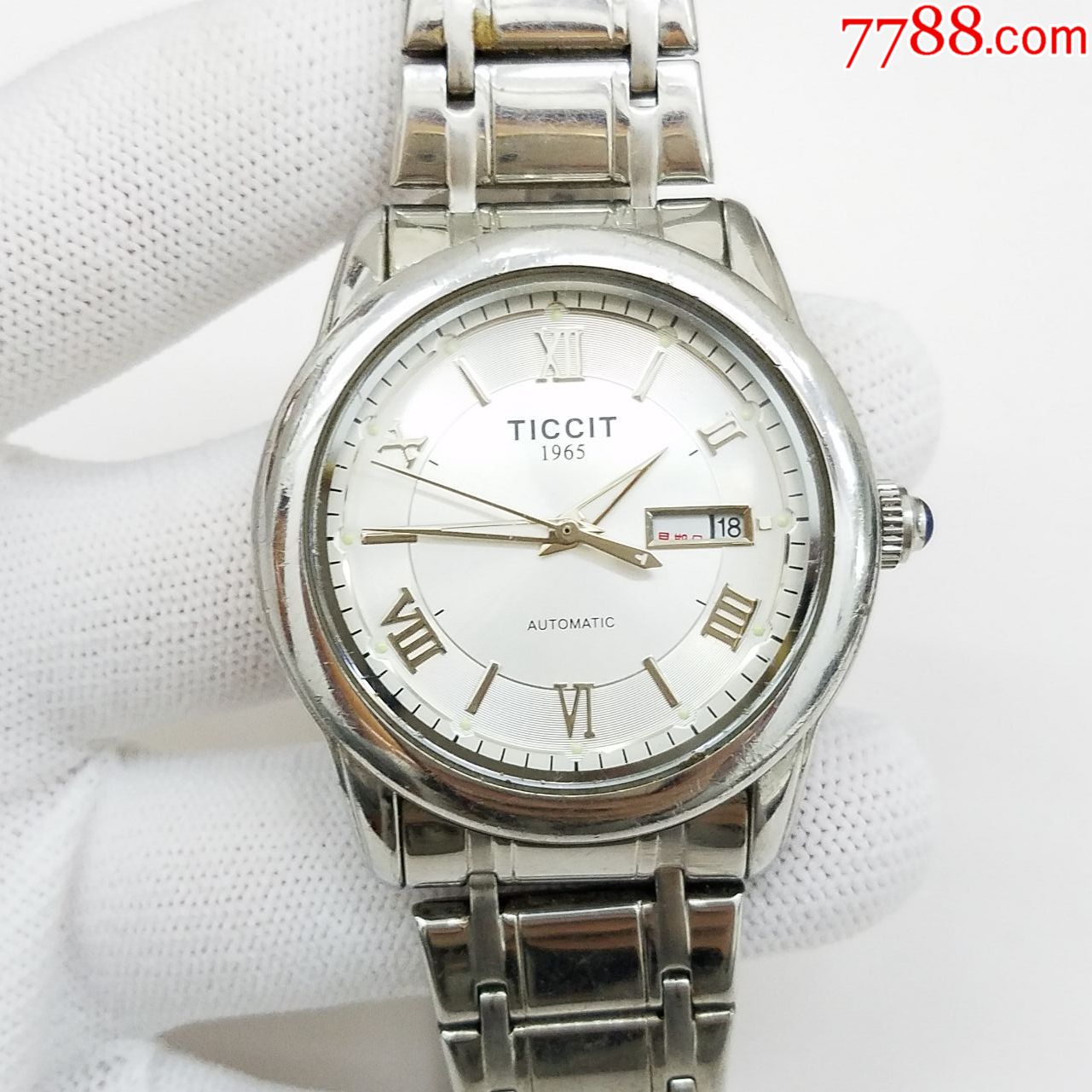 【大号】ticcit自动机械男表【复古罗马刻度】【夜光凌厉】【放射拉丝