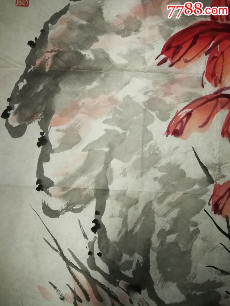 当代知名画家廖俊鸿赏秋图真迹68*68