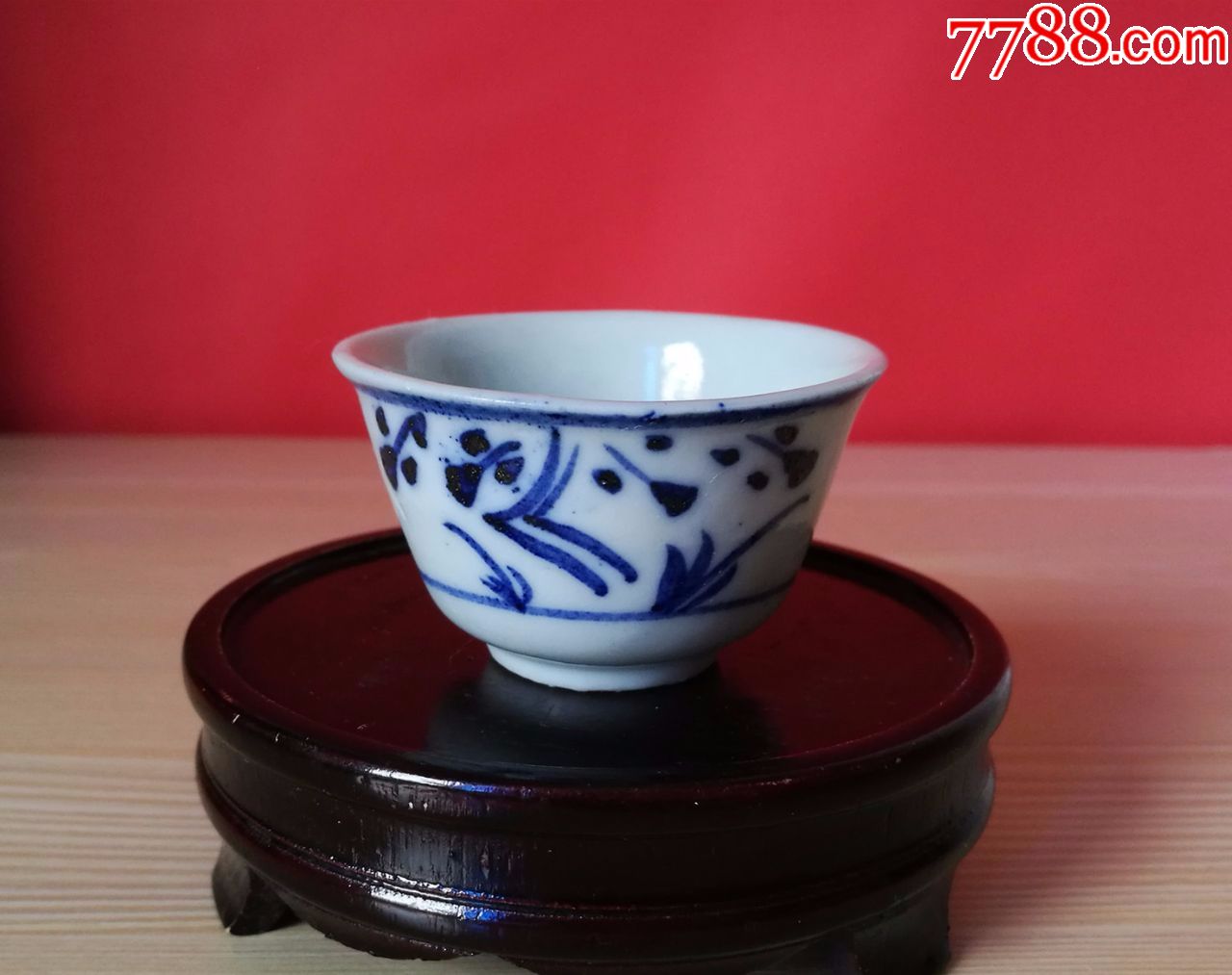 晚清德化青花茶盏