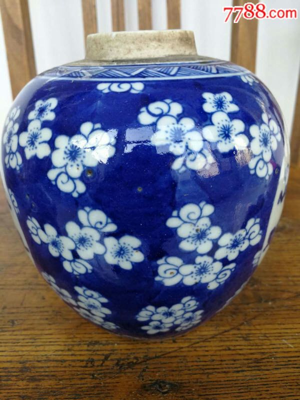 大清乾隆时期青花瓷冰梅坛子