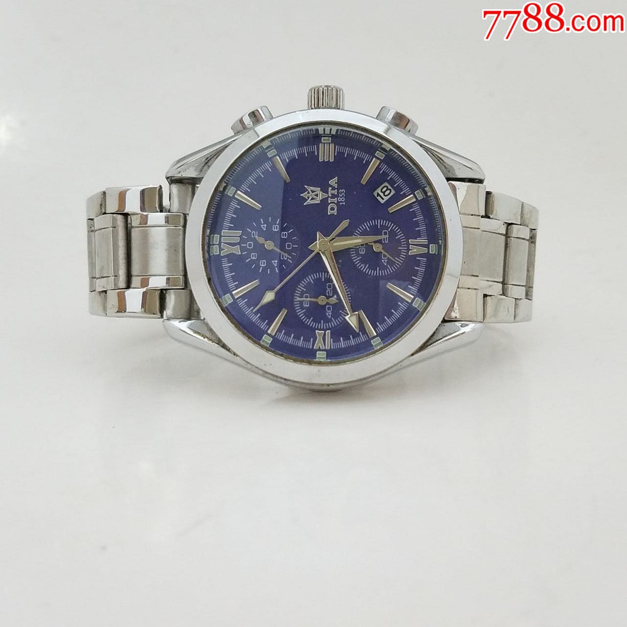 【大号】迪塔电子计时男表【经典3眼放射拉丝纹表盘