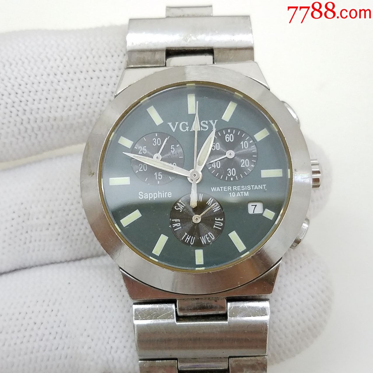 小霸王电子计时男表【经典3眼放射拉丝纹双色表盘】【夜光凌厉】【不