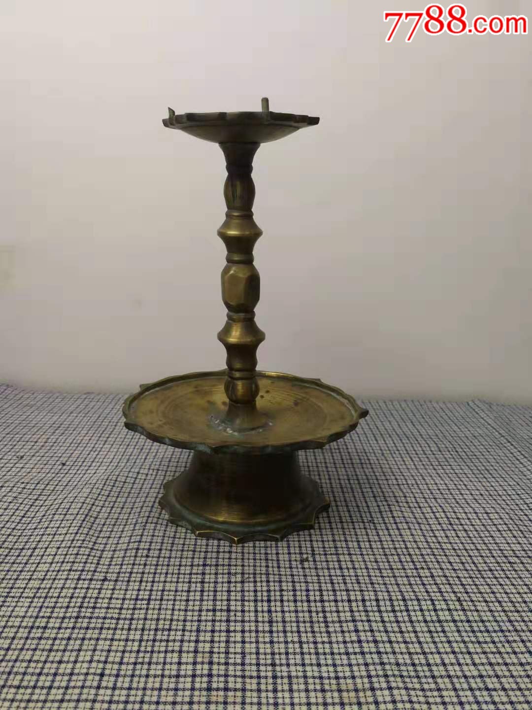 老铜油灯一个!造型漂亮完整!包老