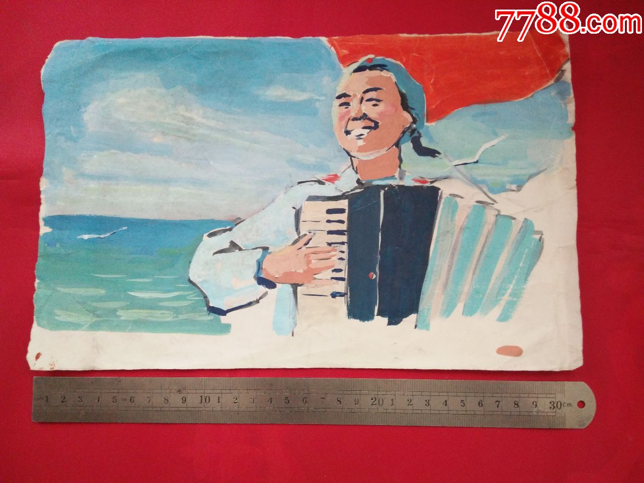 文革时期中学生画的海军女兵像_水粉/水彩原画_第1张_7788字画网