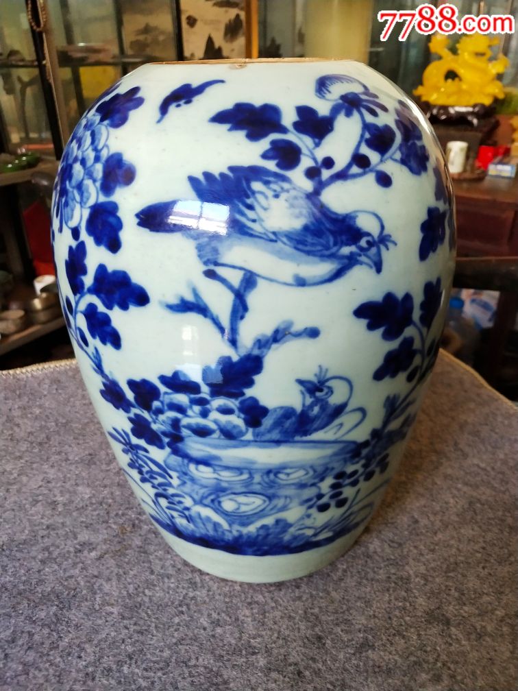 青中期青花冬瓜罐