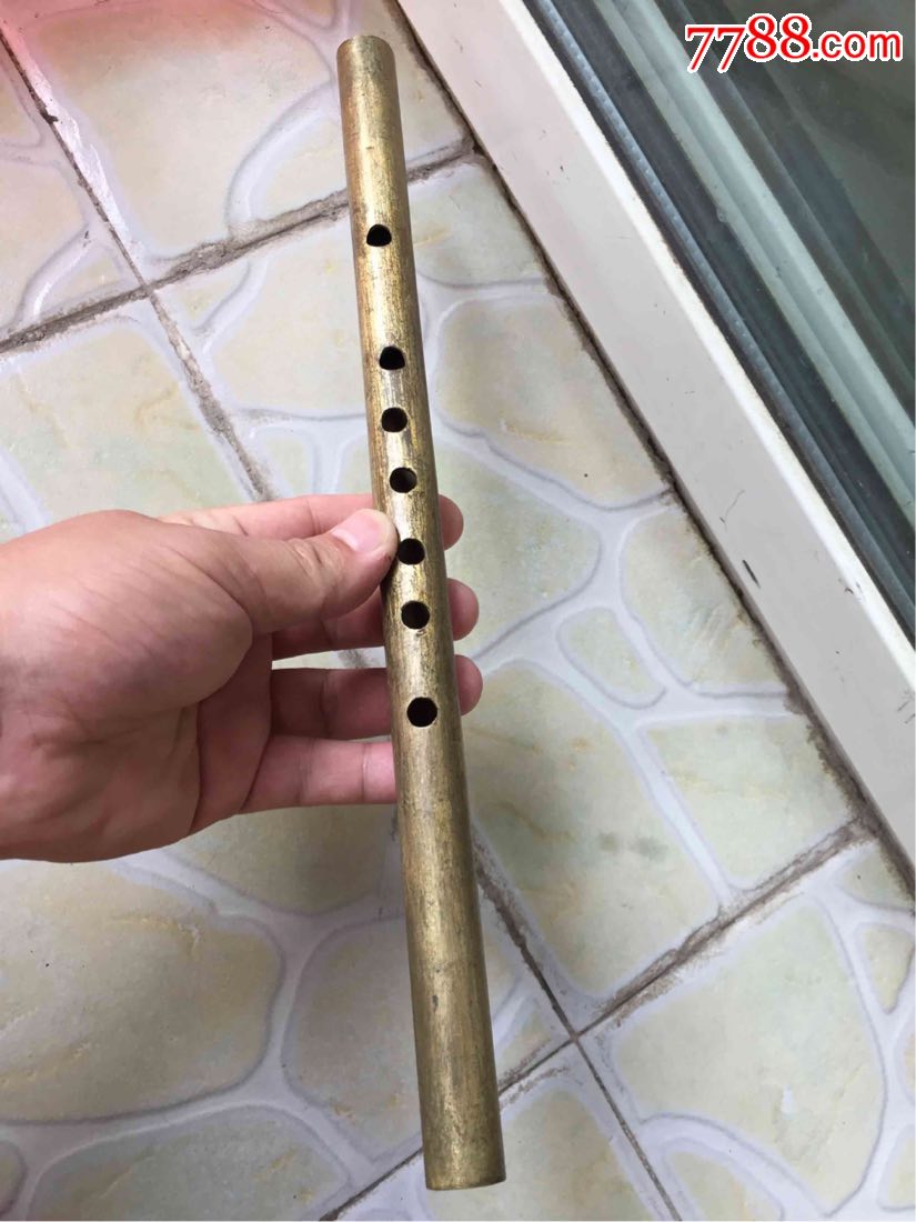 清晚民国老白铜笛子一把