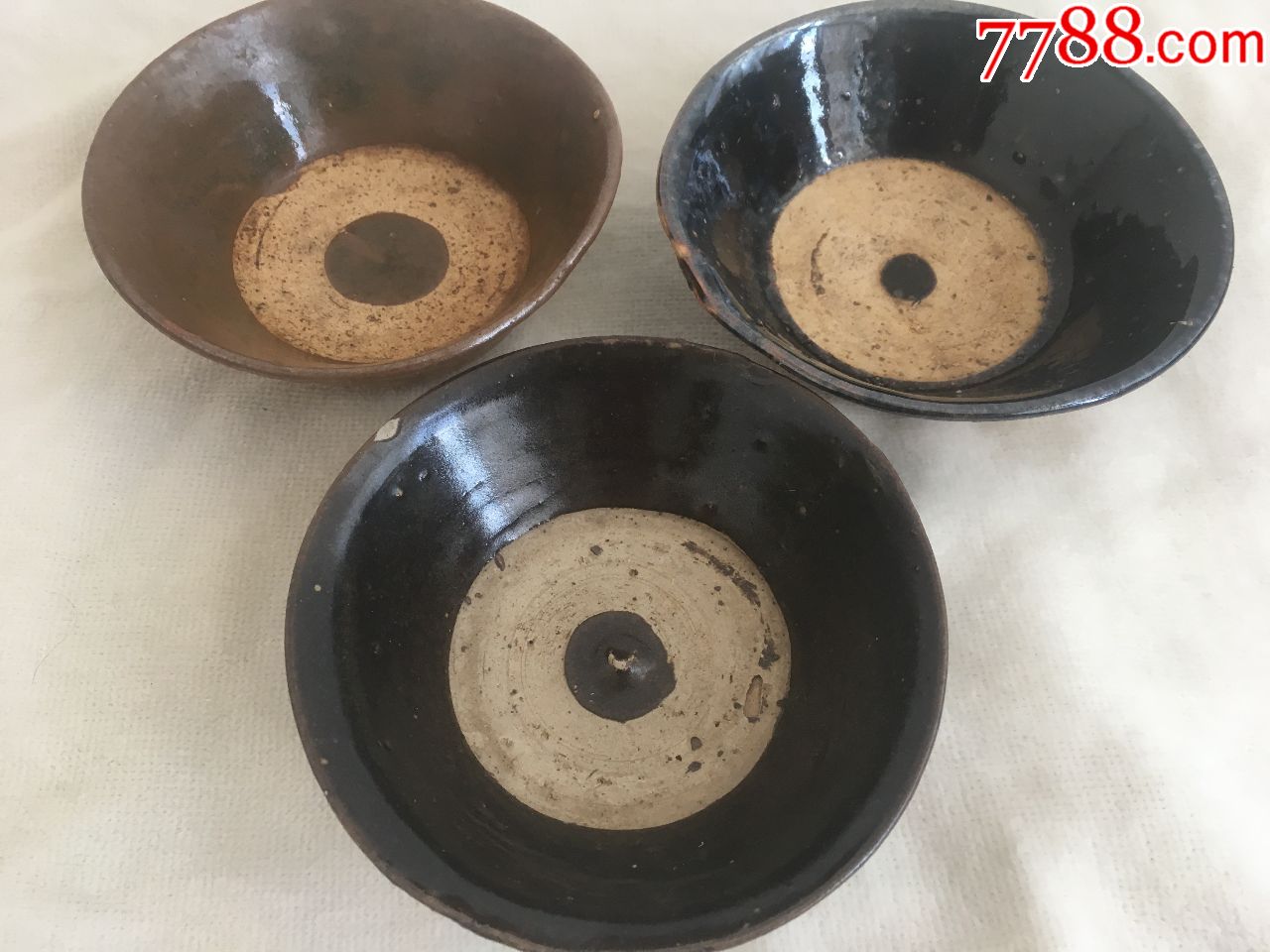 民国时期黑釉碗三件