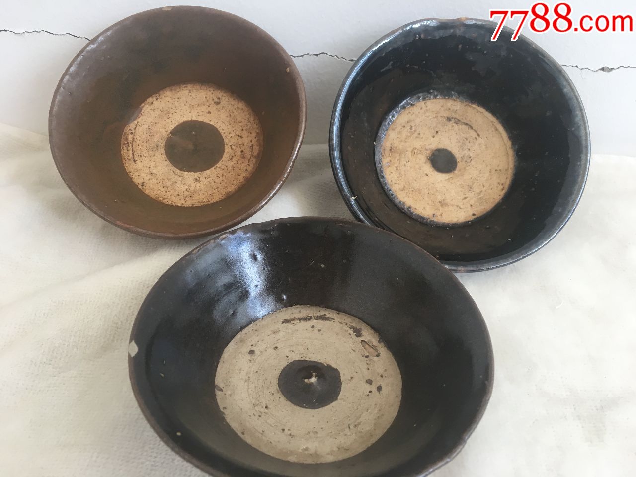 民国时期黑釉碗三件