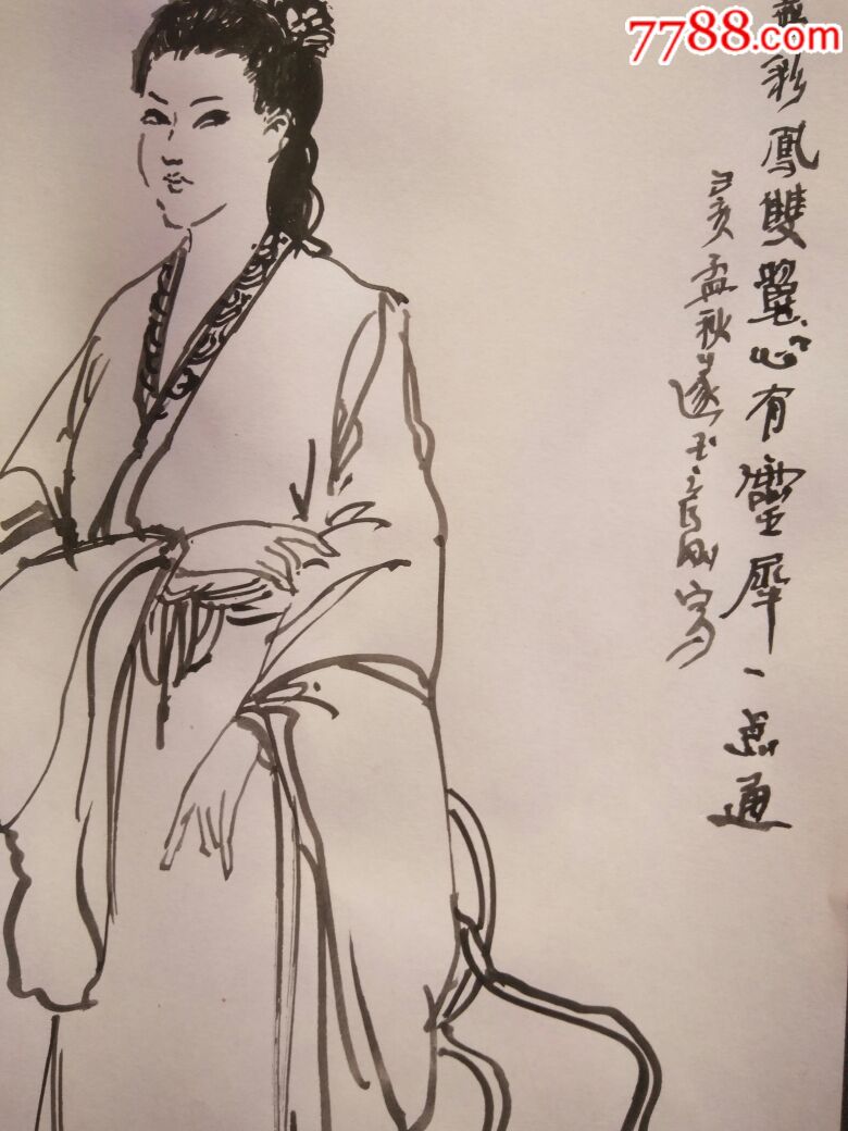 線描人物_人物國畫原作_第4張_7788字畫網