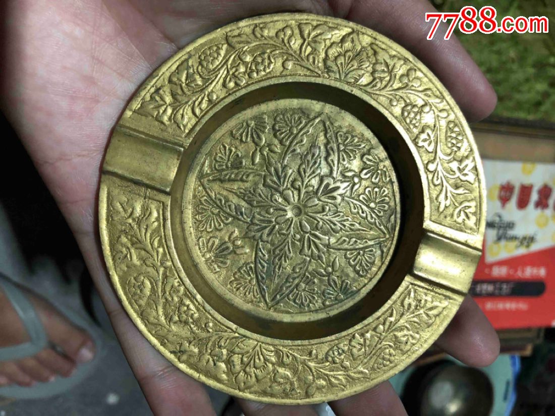 老铜器,铜烟灰缸,品相完整!