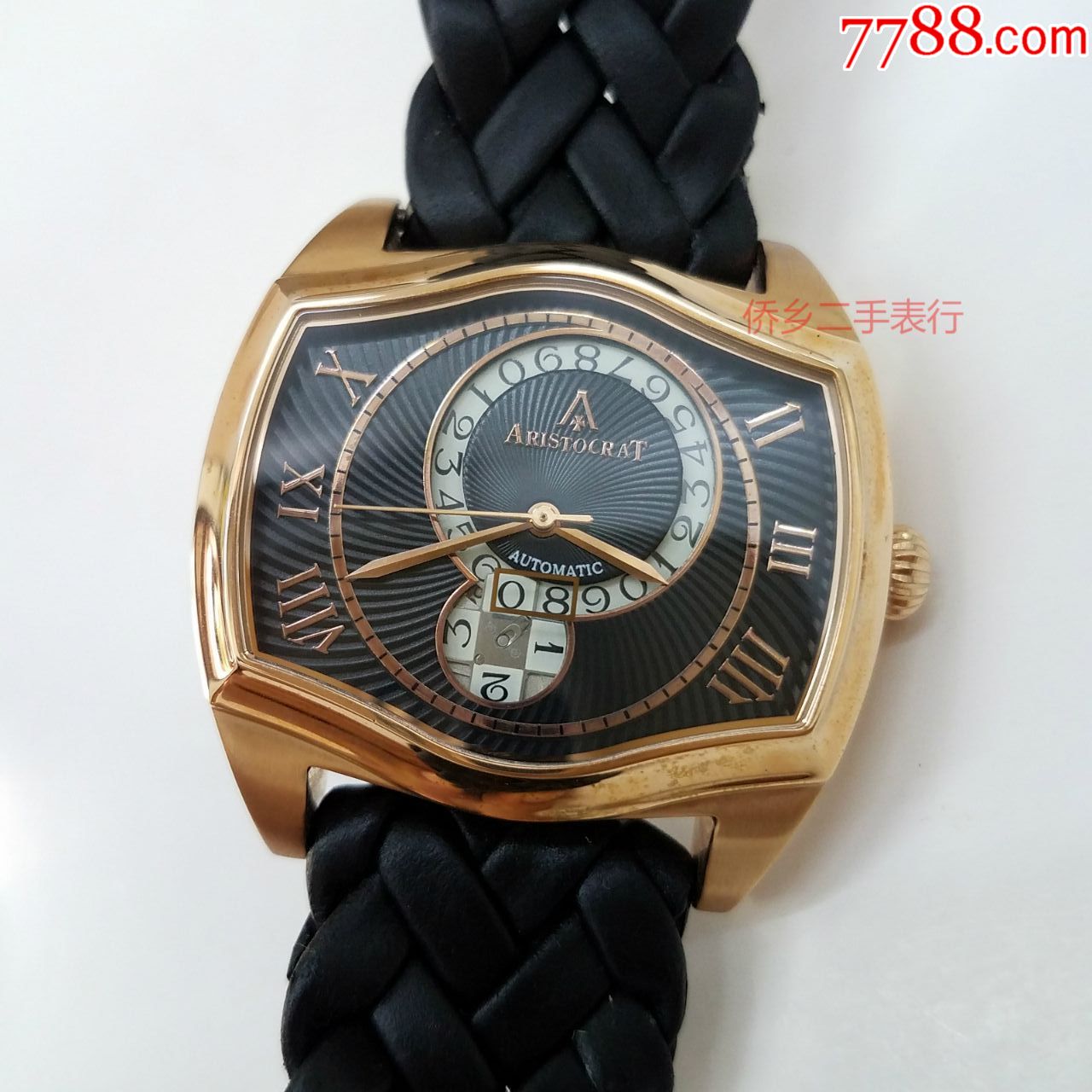 aristocrat自动机械男表【独特轮盘式日历】【电视机型表款】-手表