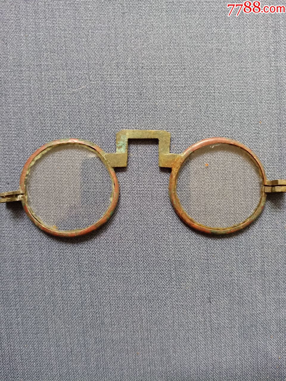 清代铜框眼镜镜框镜框外径约4厘米包浆厚重配件出