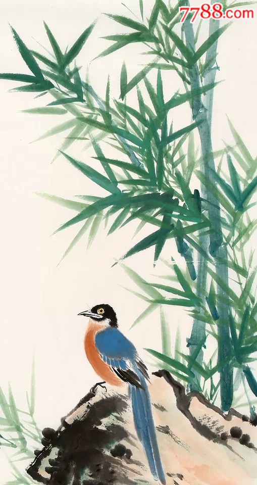 王小丫手绘花鸟【竹报平安】-花鸟国画原作-7788收藏__收藏热线