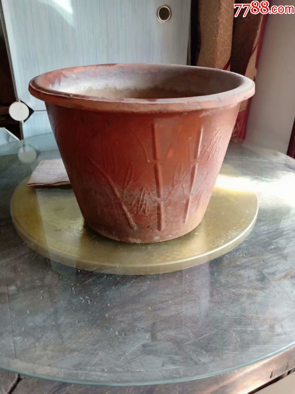 怀旧老竹叶红陶花盆