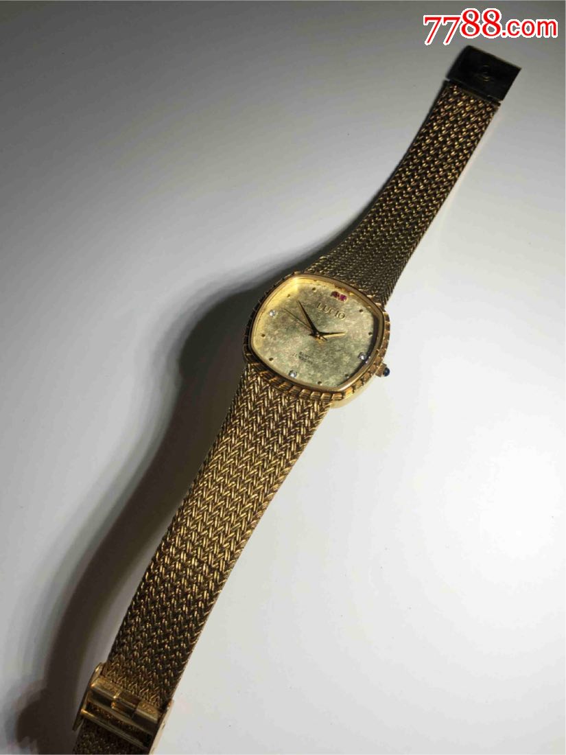 lucio石英男表红宝石天然钻石镶嵌蓝宝石把头表盘30mm厚7mm走,手表