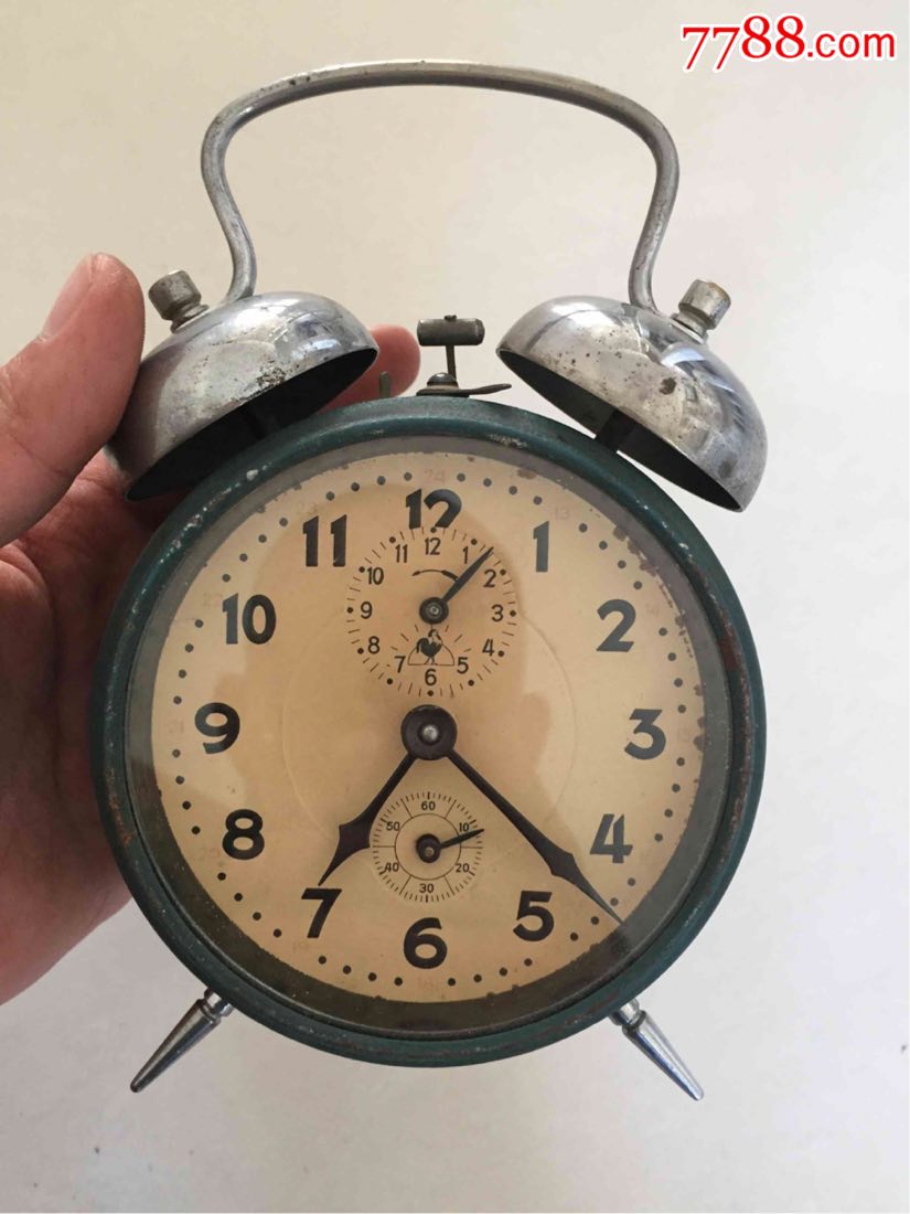 天津公私合营钟表厂双铃闹钟马蹄表