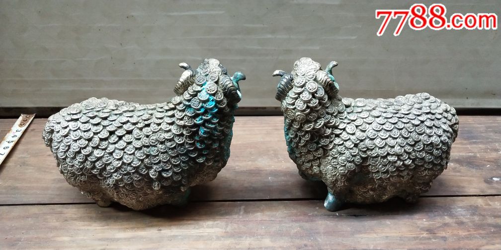 【玉堂清玩】白铜镀银万福羊一对