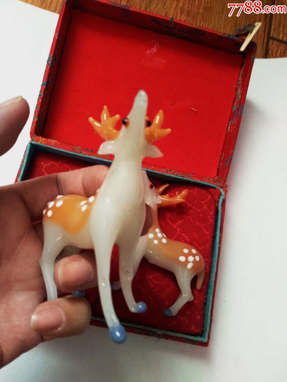 八十年代琉璃玩具梅花鹿一对个头大稀少完好点图可放大